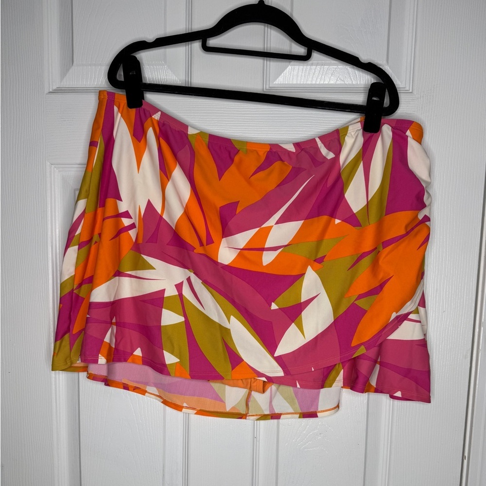 KONA SOL‎ High Waisted Skirted Abstract Print Bikini Bottom Size 2XL (20-24) NEW